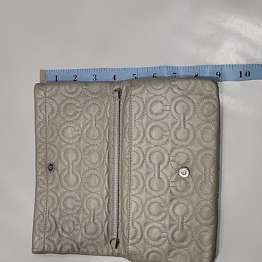 Coach Clutch / Wristlet.  Metallic Taupe Color with Silver Hardware, EUC - Picture 9 of 12